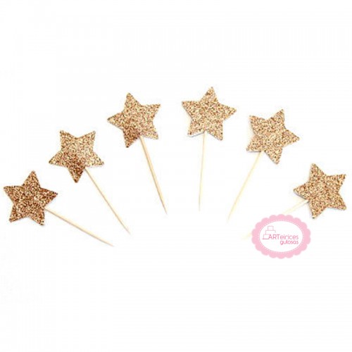 Toppers Estrelas Glitter Dourado